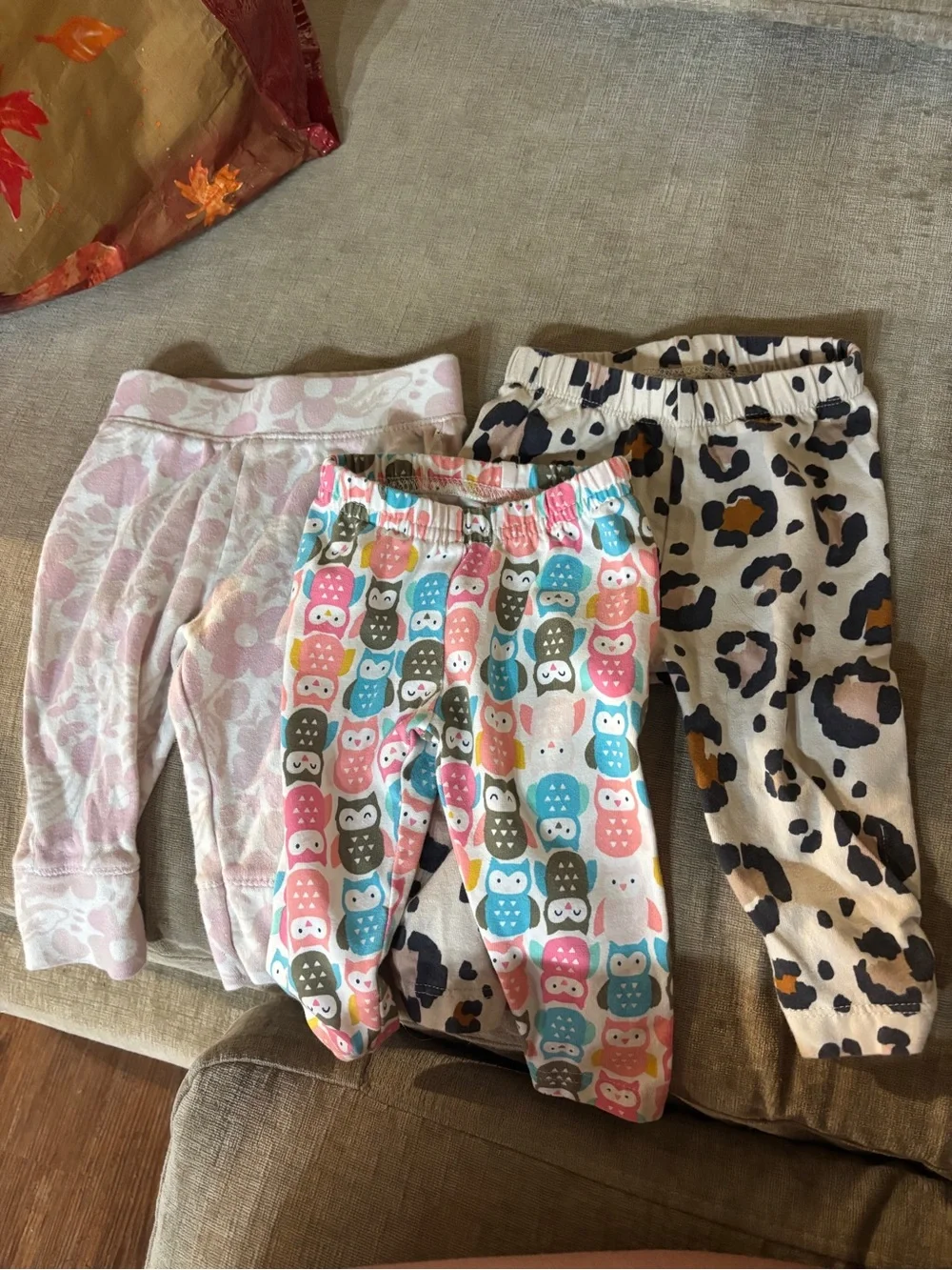 Baby Girls 0-3M Leggings Pants Bundle of 3 Carter’s Cloud Island Owl Leopard